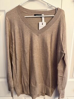 Taupe Crewneck Ribbed Sweater